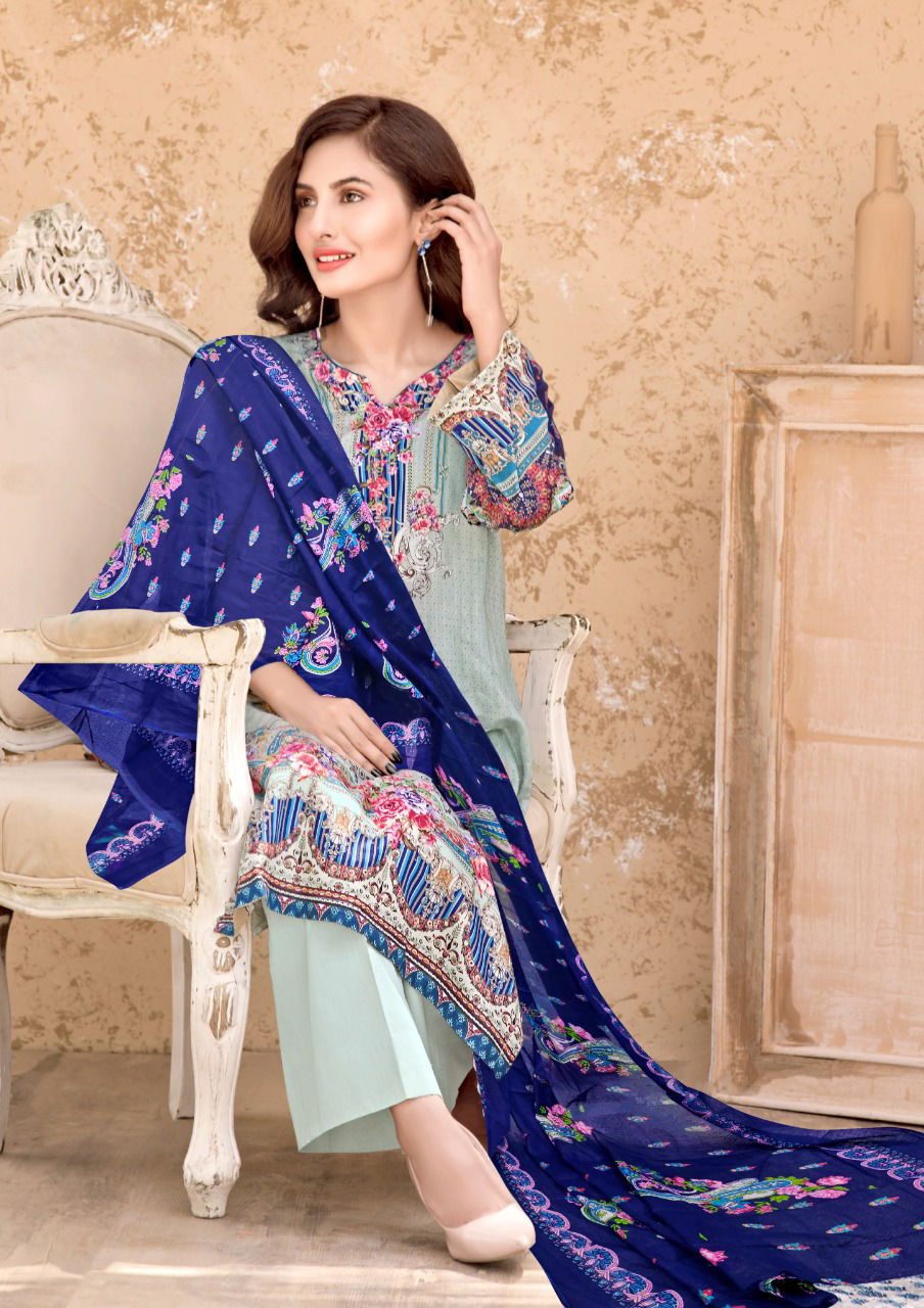 Madhav Fashion Mumtaz 6 Regular Wear Karachi Cotton Printed Dress Material